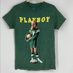 PLAYBOY Green Short Sleeve Tee with Retro Graphic